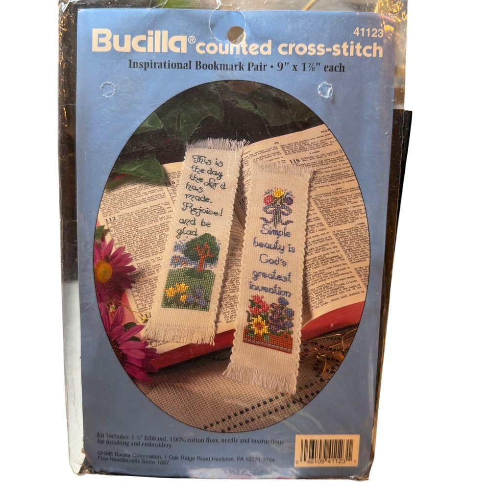 Bucilla Counted Cross‎ Stitch Kit Inspirational Bookmark Pair 9x1 1/4 inch New